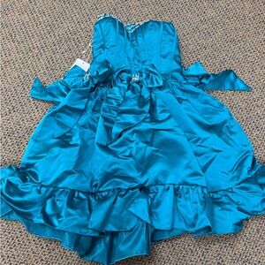 SHEIN Teal Satin Kids Dress